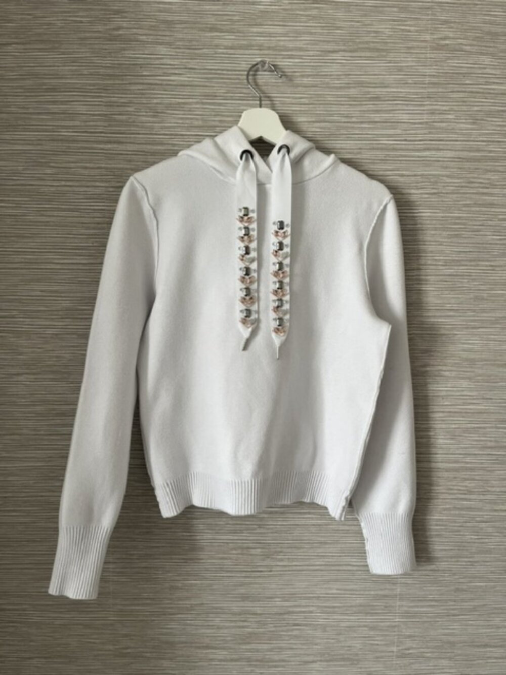 For the Republic White Embellished Hoodie â Size Small
